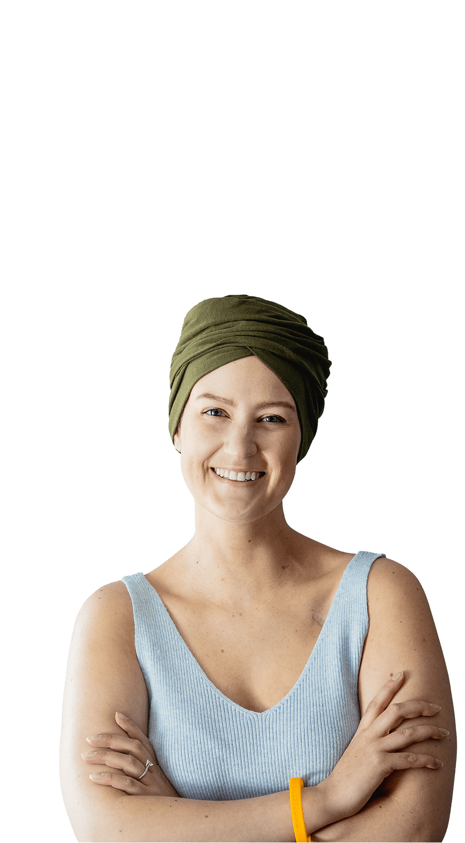 Smiling female cancer patient