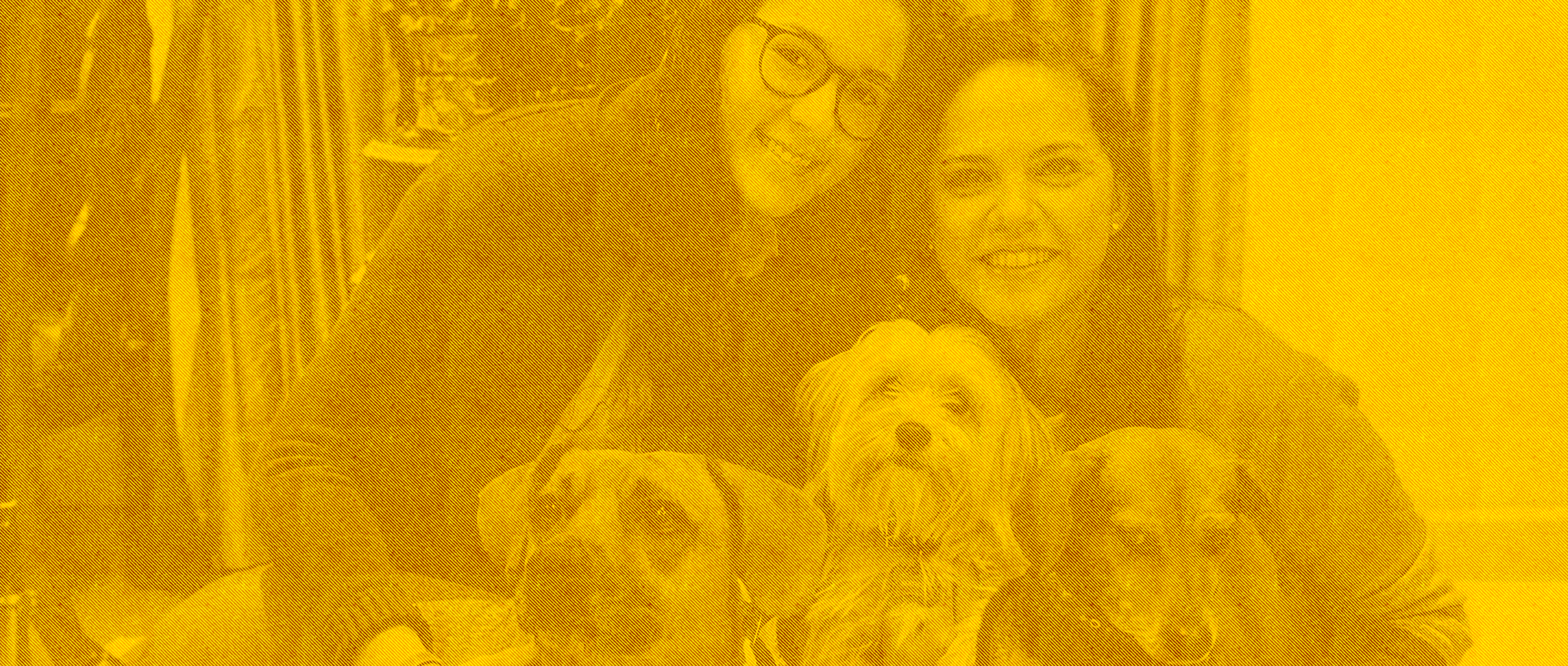 Two women pose with three dogs