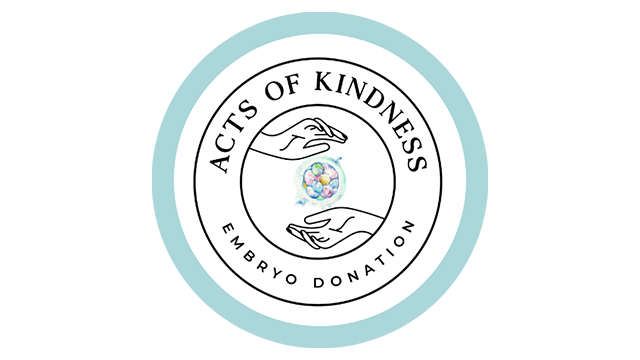 Acts of Kindness Embryo Donation logo with hands holding embryo