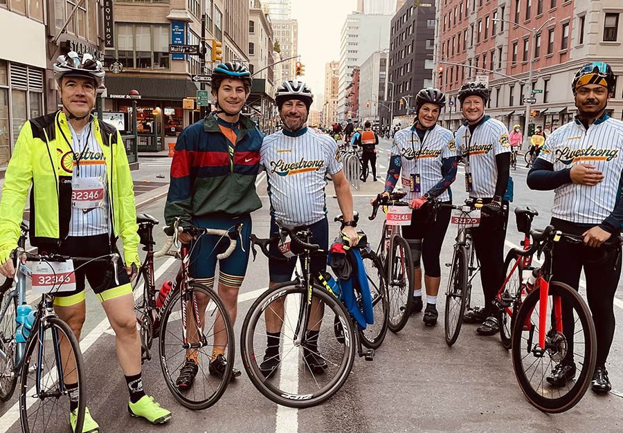 A group of cyclists on the streets of New York City