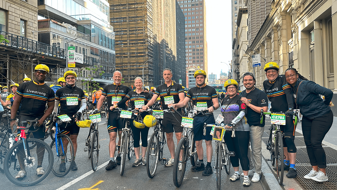 A team of cyclists before a race