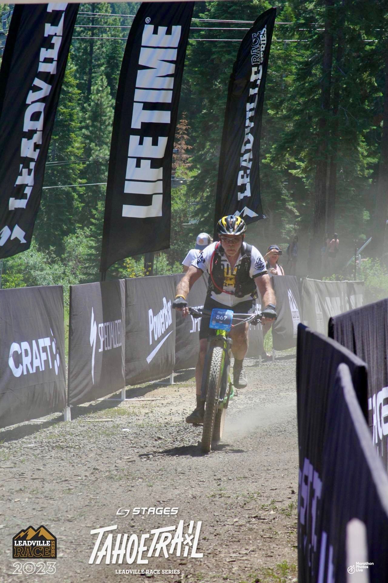 A man cycling in a race