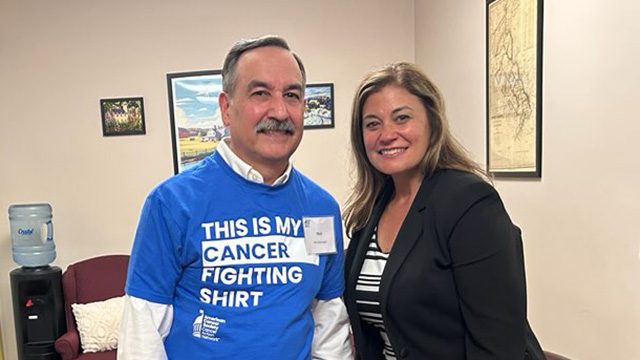 A man and woman in an office