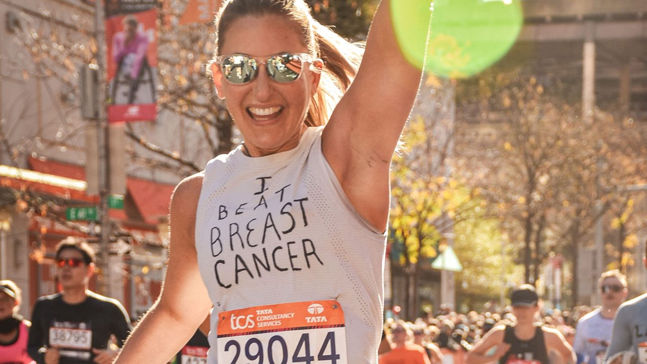 Woman running a marathon